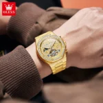 OLEVS 9805 High end Men Watches Waterproof Moon Phase Diamond Dial Fashion Luxury Mechanical Watch Skeleton Original Wristwatch - Image 3