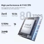 MINISFORUM AI X1 370 255 Mini PC AMD Ryzen AI 9 HX 370 R7 255 OCuLink 2*USB4 Built-in Dual Speaker Gaming Desktop Computer WiFi7 - Image 4