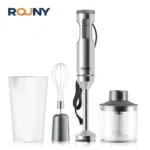 ROUNY 4-in-1 Hand Immersion Blender 1000W Powerful, Stainless Steel Stick Food Mixer,700ml Mixing Beaker,500ml Processor, Whisk