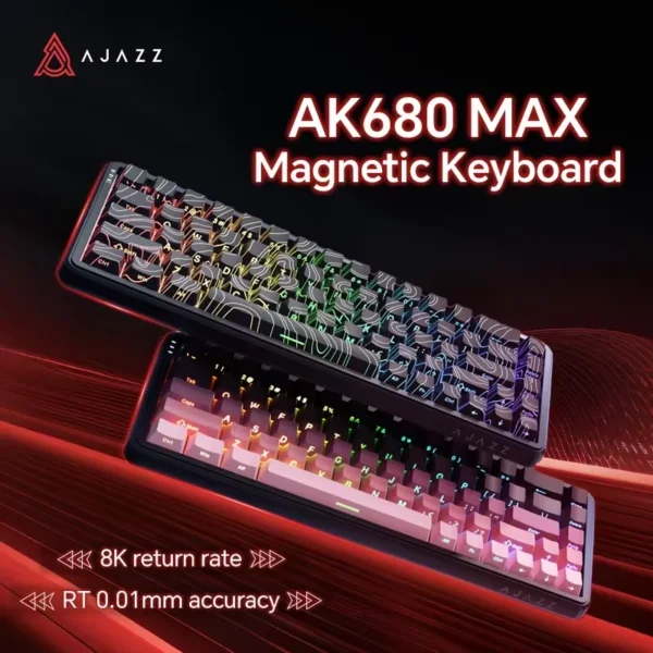 AJAZZ AK680 MAX Magnetic Switch Mechanical Keyboard 60% Rapid Trigger 0.01mm 8K/1K Return 68 keys Wired/Wireless Gaming Keybaord