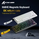 X68HE ATTACK SHARK Magnetic Gaming Keyboard Mechanical Wired for Pro Gaming 0.01mm Rapid Trigg 8000Hz SOCD/Rs 0.125ms 128K Rate