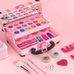 Washable Cosmetic Set Kids Girls Makeup Kit Fold Out play Vanity Makeup Toy Palette Box with Mirror Lipstick for Girls - Image 6