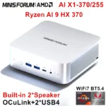 MINISFORUM AI X1 370 255 Mini PC AMD Ryzen AI 9 HX 370 R7 255 OCuLink 2*USB4 Built-in Dual Speaker Gaming Desktop Computer WiFi7