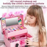 Washable Cosmetic Set Kids Girls Makeup Kit Fold Out play Vanity Makeup Toy Palette Box with Mirror Lipstick for Girls - Image 4