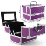 Makeup Case Handheld Aluminum Alloy Storage Box Large Capacity With Mirror Professional Makeup Artist Portable Makeup Toolbox - Image 2