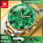 OLEVS Men's Watches Top Brand Luxury Watch for Men Original Waterproof Stainless Steel Chronograph Moon Phase Date Rota Dial