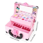 Washable Cosmetic Set Kids Girls Makeup Kit Fold Out play Vanity Makeup Toy Palette Box with Mirror Lipstick for Girls - Image 3