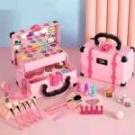 Washable Cosmetic Set Kids Girls Makeup Kit Fold Out play Vanity Makeup Toy Palette Box with Mirror Lipstick for Girls