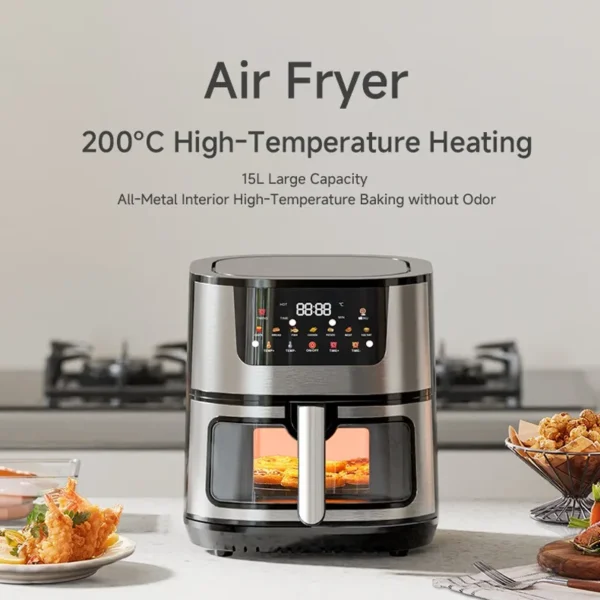 15L Stainless steel Electric Air Fryer Household Large Capacity Intelligent Kitchen Cooker Toaster Oven Combo Digital Display