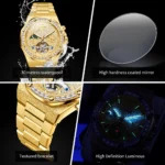 OLEVS 9805 High end Men Watches Waterproof Moon Phase Diamond Dial Fashion Luxury Mechanical Watch Skeleton Original Wristwatch - Image 5