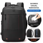 Vacuum Compression Backpack 35L Expandable, Travel Hiking Laptop Bag with Waterproof Cover, Lightweight Daypack for Outdoor