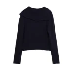 Women's sweater with zipper ribbed collar irregular knitted top stylish design for autumn casual wear - Image 3