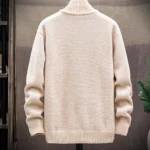 Knitted Cardigan Solid Color Sweater Men Zipper Autumn New Long-sleeved Jacket Warm Fleece Cardigans Jacket - Image 2