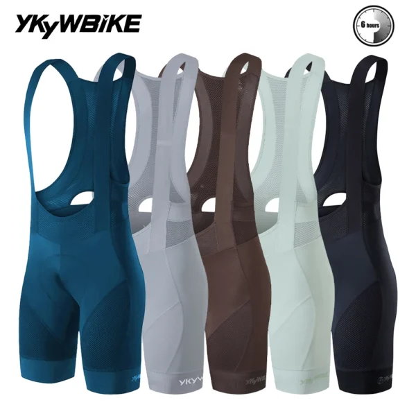 YKYWBIKE Men's Cycling Bib Shorts Road Bike Bibs Bicycle Tights Cycling MTB Bib Pants with 6 Hours Padded Belgium Padding