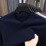 New Sweatwear Men's V Neck Basic Solid Color Sweaters Round Neck Elastic Pullovers Warm Autumn Knitted Oversized Sweater Men - Image 6