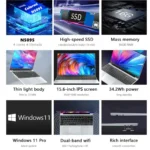 15.6" Laptop Computer Intel Celeron N5095 Notebook PC Gamer 16GB DDR4 128GB-2TB SSD Office Study PC Windows 11 1080P Laptops - Image 2