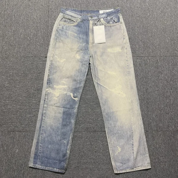 Our Legacy Top Quality Blue Printed Jeans for Men Male Washed Loose Pants Y2k Clothes Casual Denim Pants