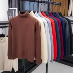 Autumn Mens High Quality Knitted Turtleneck Sweater Slim Fit Long Sleeve Anti-pilling Pullover Solid Color Trend Men Streetwea