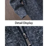 Knitted Cardigan Solid Color Sweater Men Zipper Autumn New Long-sleeved Jacket Warm Fleece Cardigans Jacket - Image 5