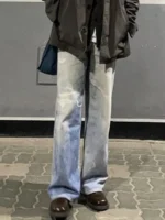 Our Legacy Top Quality Blue Printed Jeans for Men Male Washed Loose Pants Y2k Clothes Casual Denim Pants - Image 2