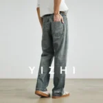 Men's Retro Washed Straight Jeans Spring and Autumn New Loose Casual High Street Trousers Button Design Men Jeans - Image 2