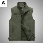 Autumn Men Waistcoat Outdoor Leisure Solid Sleeveless Jacket Young Middle-aged Photography Fishing Casual Vest Male summer