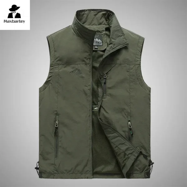 Autumn Men Waistcoat Outdoor Leisure Solid Sleeveless Jacket Young Middle-aged Photography Fishing Casual Vest Male summer