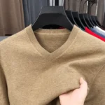 New Sweatwear Men's V Neck Basic Solid Color Sweaters Round Neck Elastic Pullovers Warm Autumn Knitted Oversized Sweater Men - Image 2