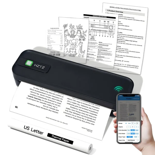 Portable Printer Wireless For Travel, Thermal Printer Inkless, Small Compact Printer Support Folding Paper/rolling/tattoo paper