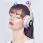 Pink Cute Cat Ears Wireless Headphone Bluetooth-compatible Headset Stereo Foldable Earphone with Microphone Music Kid Girl Gift - Image 4