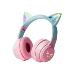 Gradient wireless Headphones RGB cute cat ear Bluetooth Earphones with microphone Stereo Music Game Earphone Girls Kids Gifts - Image 6