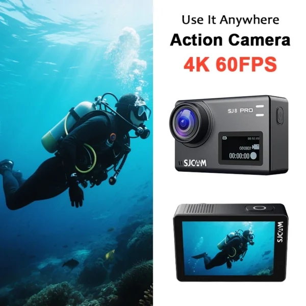 SJCAM SJ8 Pro Action Camera Waterproof Anti-Shake 4K 60FPS 5G WiFi Touch Screen Multifunctional Outdoor Sports Cam