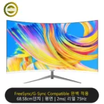 FYHXele 27inch Curved Monitor 1K FHD 75hz VA panel 2ms Response Adaptive-Sync For Gaming Monitor LED PC Desktop With HDMI/DP