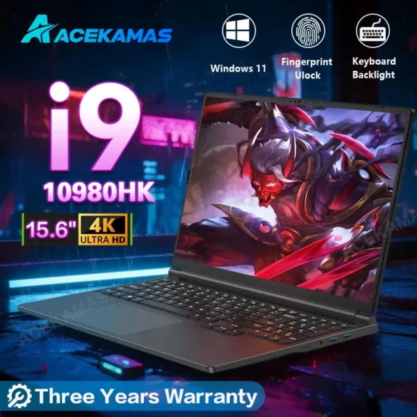 15.6" Gaming Laptop intel Core i9 10980HK Windows 11 Pro Notebook PC Gamer 16GB DDR4 1TB SSD IPS 1920*1080 Fingerprint Computer