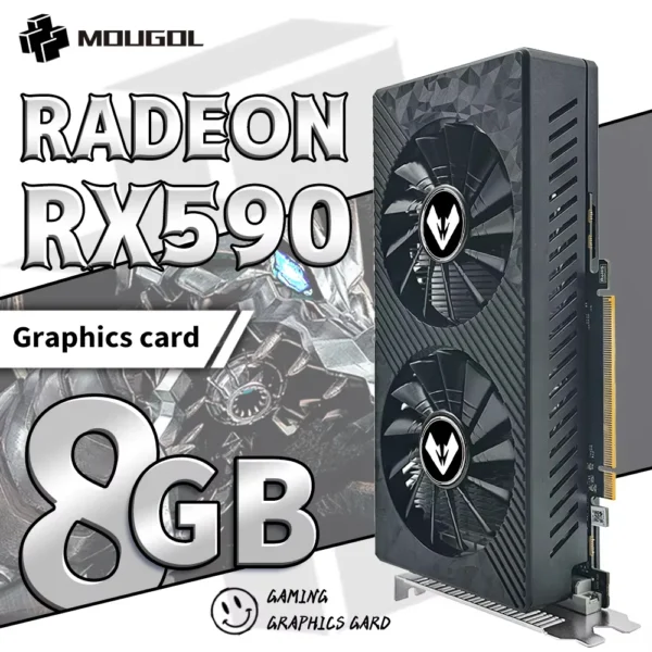 MOUGOL Original AMD Radeon RX590 8GB Gaming Graphics Card GDDR5 256bit PCI Express 3.0 ×16 6Pin GPU For Desktop Gaming Computers