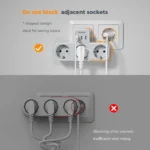 TESSAN 3 Way Wall Socket with USB Surge Protection 6-in-1 Wall Plug Adapter with 3 USB Ports for Smartphone Laptop Camera Travel - Image 5