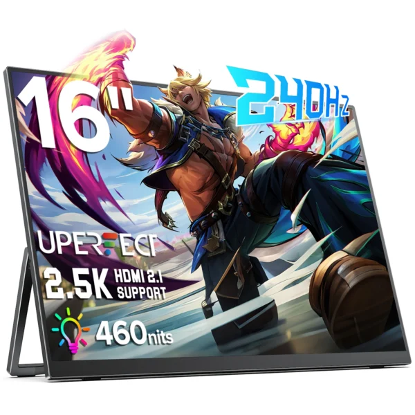 UPERFECT 16" 2K 240Hz Portable Gaming Monitor 2560x1600 QHD Display 100% DCI-P3 400 Nits External Second Screen For Laptop Phone