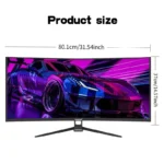 Gawfolk 34 Inch Ultrawide Curved Gaming Monitor, 1500R PC Screen 165hz UWQHD 4K, Curved Computer Screen with FreeSync, Support W - Image 2