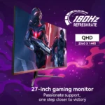 Reletech Monitor 27" Gaming Curved 2K 2560x1440 QHD 180Hz HDMI+DP 1800R 100% sRGB Adaptive FreeSync - Image 2