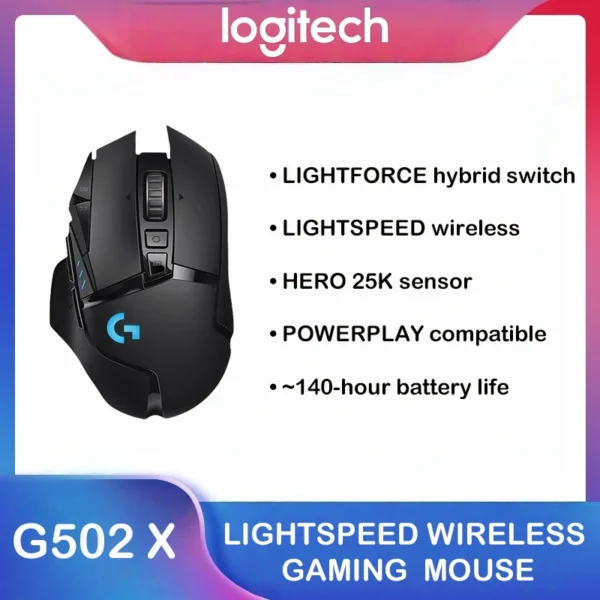 Logitech G502 X LIGHTSPEED 102g Wireless Gaming Mouse Hero 25K Sensor 13 Programmable Buttons