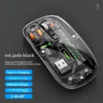 Creative Transparent Wireless Mouse Bluetooth 2.4G Mouse Rechargeable Mute Laptop Mice for Mac,iPad,MacBook Cool LED, Ergonomic