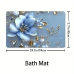4pcs Elegant Blue Floral 2D Flat Shower Curtain Set,Modern Bathroom Decor with Non-Slip Mat and Toilet Cover,Exquisite Home Gift - Image 6