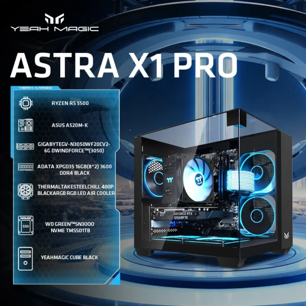 YEAH MAGIC AMD Ryzen 5 5500 Gaming Desktop 16GB(8G*2) DDR4 3600 1T NVME SSD 3050 Graphics card Win11 Home Gamer Desktop PC in US