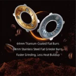 CAFOVO K64SC Professional Weighing Quantitative Coffee Grinder 64mm Flat Burr Touch Screen Espresso Grinder for Home Barista - Image 5