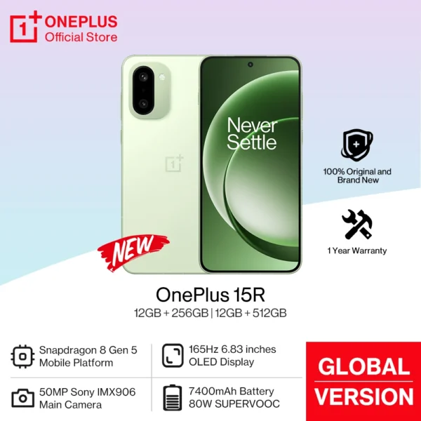 World Premiere OnePlus 15R Global Version Smartphone Snapdragon 8 Gen 5 7400mAh Battery 165Hz Display IP68 IP69