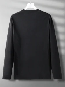 Men's 100% pure cotton loose fit comfortable casual sports SINCE1973 pattern printed round neck long sleeved T-shirt top - Image 2