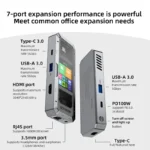 PIVA G71 7 in 1 Aluminum Alloy Office Docking Station Smart Screen Display Type-C to HDMI2.0 USB3.0 HUB PD100W Adapter - Image 4