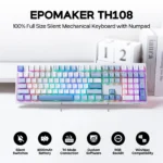EPOMAKER TH108 100% Full Size Hot-Swap Gasket-Mounted Wired/Bluetooth/2.4Ghz Wireless Mechanical Keyboard with 8000mAh Battery - Image 2