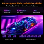 Gawfolk 27 Zoll Curved Gaming Monitor 100Hz, PC Bildschirm Full HD 1080P, Rahmenloses 1800R Computerbildschirm Mit FreeSync Und - Image 4