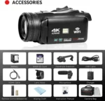 UHD 4k Video Camera Camcorder with 18X Digital Zoom,64MP Digital Camera Recorder,4.0-inch Rotating Touchscreen,64GB SD Card,Micr - Image 6